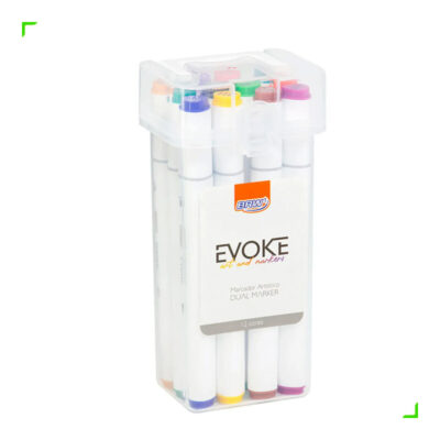 Marcador Artístico Evoke Dual Marker Com 12 Cores