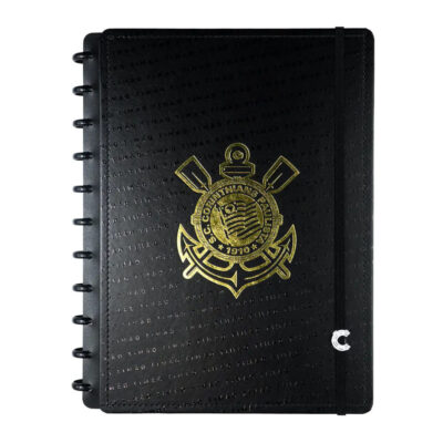 Caderno Inteligente Universitário Grande Espiral Com 80 Folhas - Corinthians - Preto