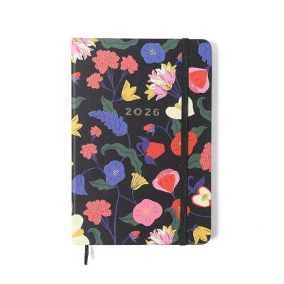Agenda Planner Semanal 2026 - Doce Florada - Preto