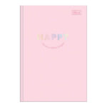 Caderno 1/4 Pequeno Brochura Costurado Sem Mola Capa Dura 80 Folhas Happy - Cores Sortidas