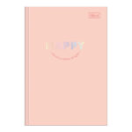 Caderno 1/4 Pequeno Brochura Costurado Sem Mola Capa Dura 80 Folhas Happy - Cores Sortidas