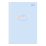 Caderno 1/4 Pequeno Brochura Costurado Sem Mola Capa Dura 80 Folhas Happy - Cores Sortidas
