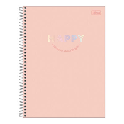 Caderno Espiral Universitário Grande Capa Dura 80 Folhas Happy - Cores Sortidas