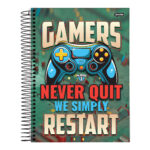 Caderno Espiral Universitário Grande Capa Dura 80 Folhas Player 1 - Estampas Sortidas