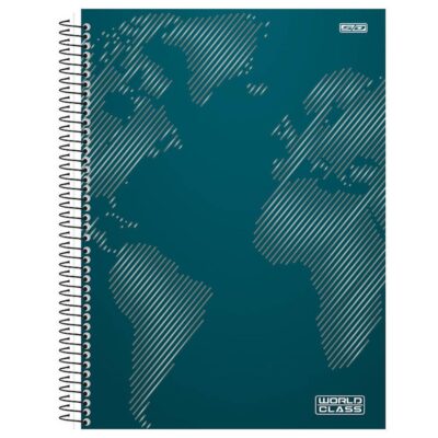 Caderno Universitário Grande Espiral Capa Dura 80 Folhas  world Class – Cores Diversas