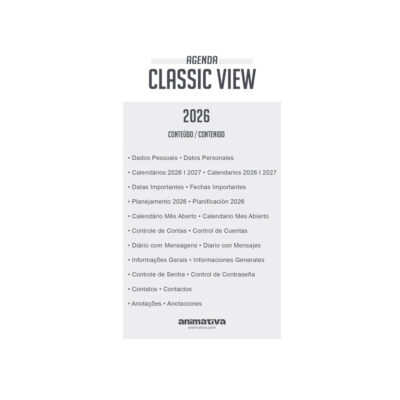 Agenda Costurada Classic View 2026 – Cores Sortidas