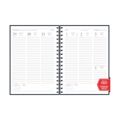 Agenda Espiral Semanal Diamante 2026 – Cores Sortidas