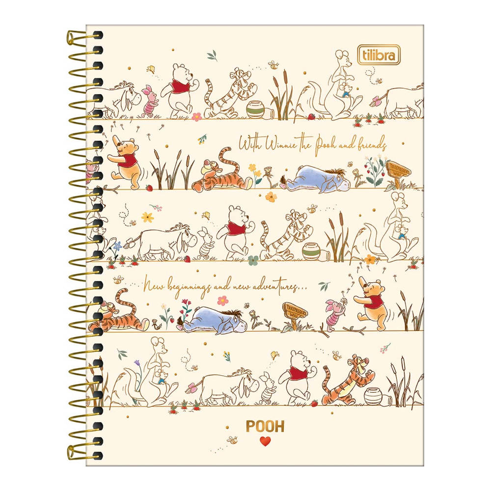 Caderno Espiral Colegial Médio Capa Dura 160 Folhas 10 Matérias Pooh - Estampas Sortidas Caderno Espiral Colegial Médio Capa Dura 160 Folhas 10 Matérias Pooh - Estampas Sortidas