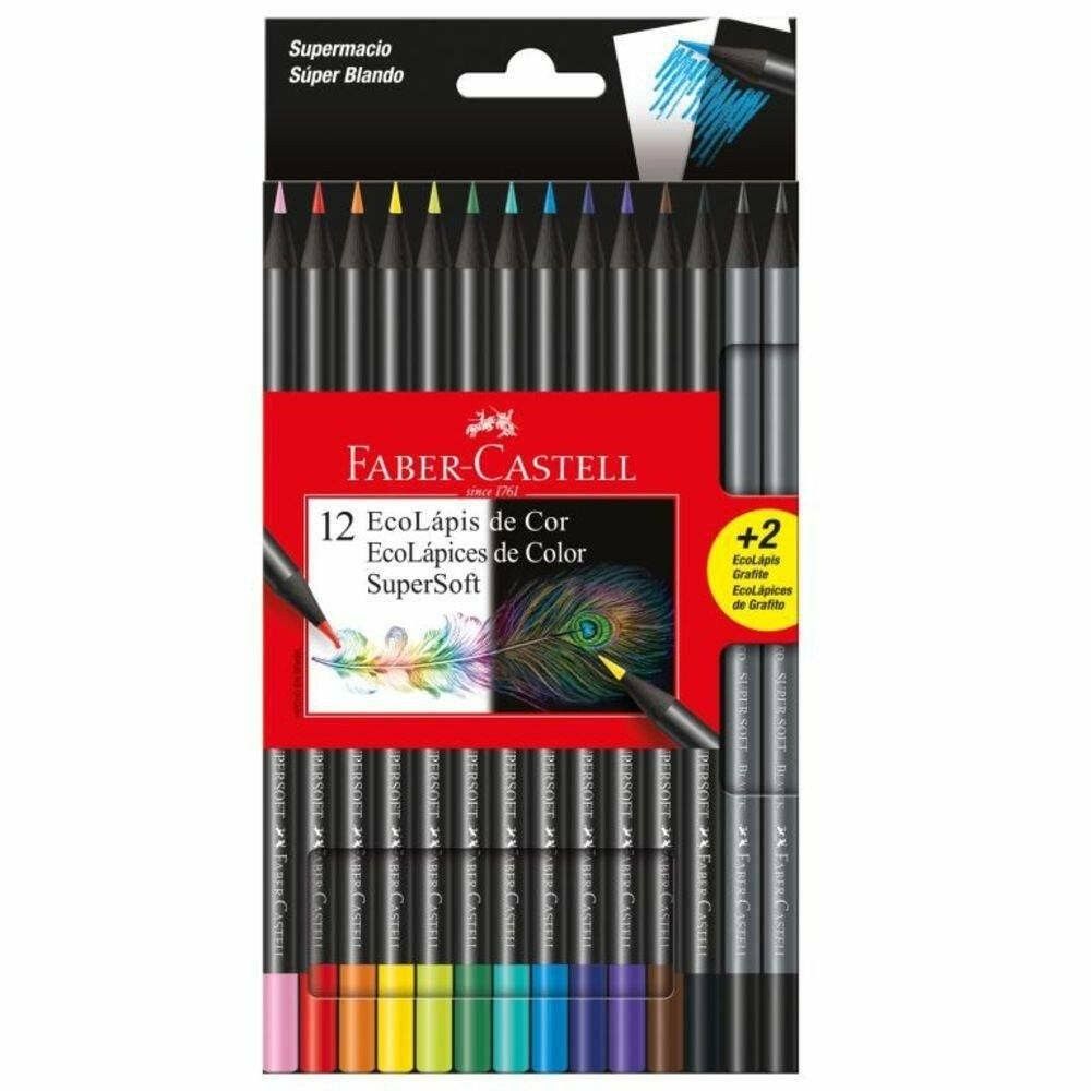 LÁpis De Cor Supersoft Com 12 Unidades + 2 EcolÁpis Grafite LÁpis De Cor Supersoft Com 12 Unidades + 2 EcolÁpis Grafite