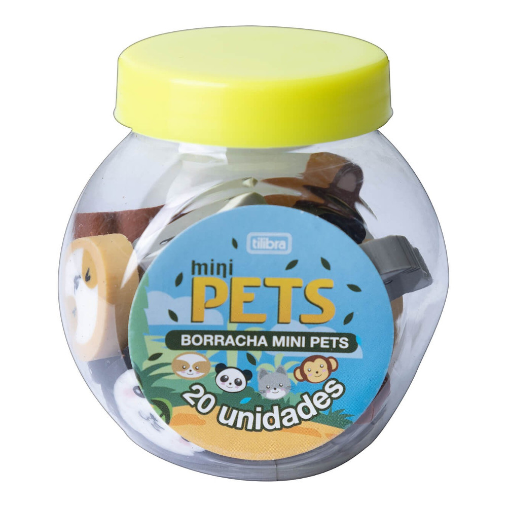 Borracha Mini Pets - Pote Com 20 Unidades Sortidas Borracha Mini Pets - Pote Com 20 Unidades Sortidas