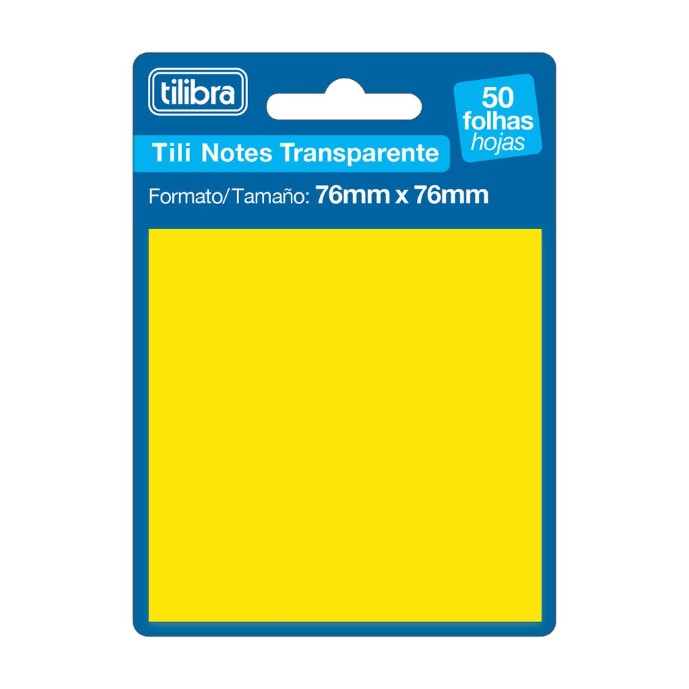 Bloco Notas Adesivas Post It Tili Notes 76mmx76mm Com 50 Folhas Transparente - Amarelo Bloco Notas Adesivas Post It Tili Notes 76mmx76mm Com 50 Folhas Transparente - Amarelo