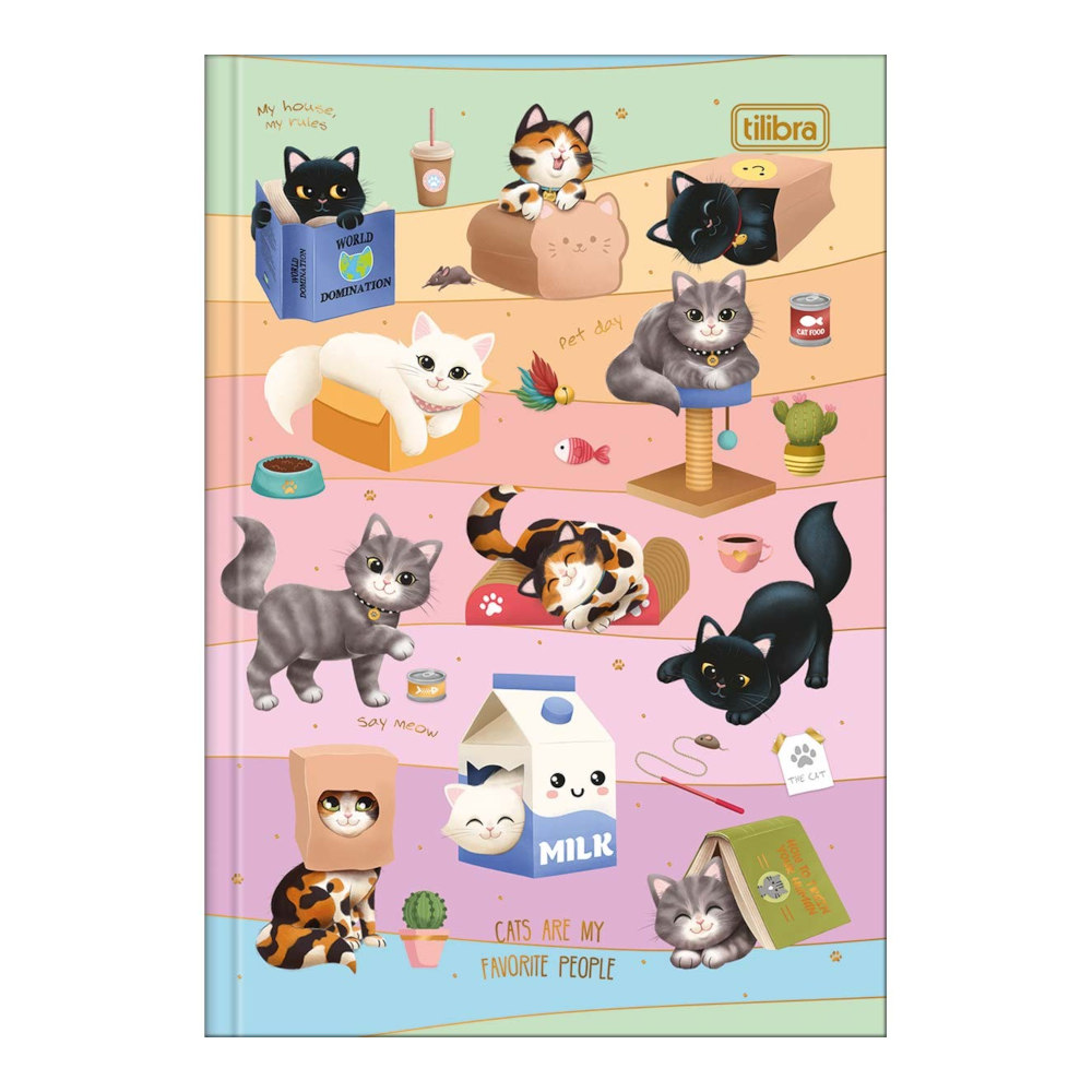 Caderno 1/4 Pequeno Brochura Costurado Sem Mola Capa Dura 80 Folhas Purrfect Cats - Estampas Sortida Caderno 1/4 Pequeno Brochura Costurado Sem Mola Capa Dura 80 Folhas Purrfect Cats - Estampas Sortida