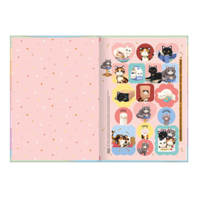 Caderno 1/4 Pequeno Brochura Costurado Sem Mola Capa Dura 80 Folhas Purrfect Cats – Estampas Sortida