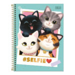 Caderno Espiral Universitário Grande Capa Dura 80 Folhas Purrfect Cats - Estampas Sortidas Caderno Espiral Universitário Grande Capa Dura 80 Folhas Purrfect Cats - Estampas Sortidas