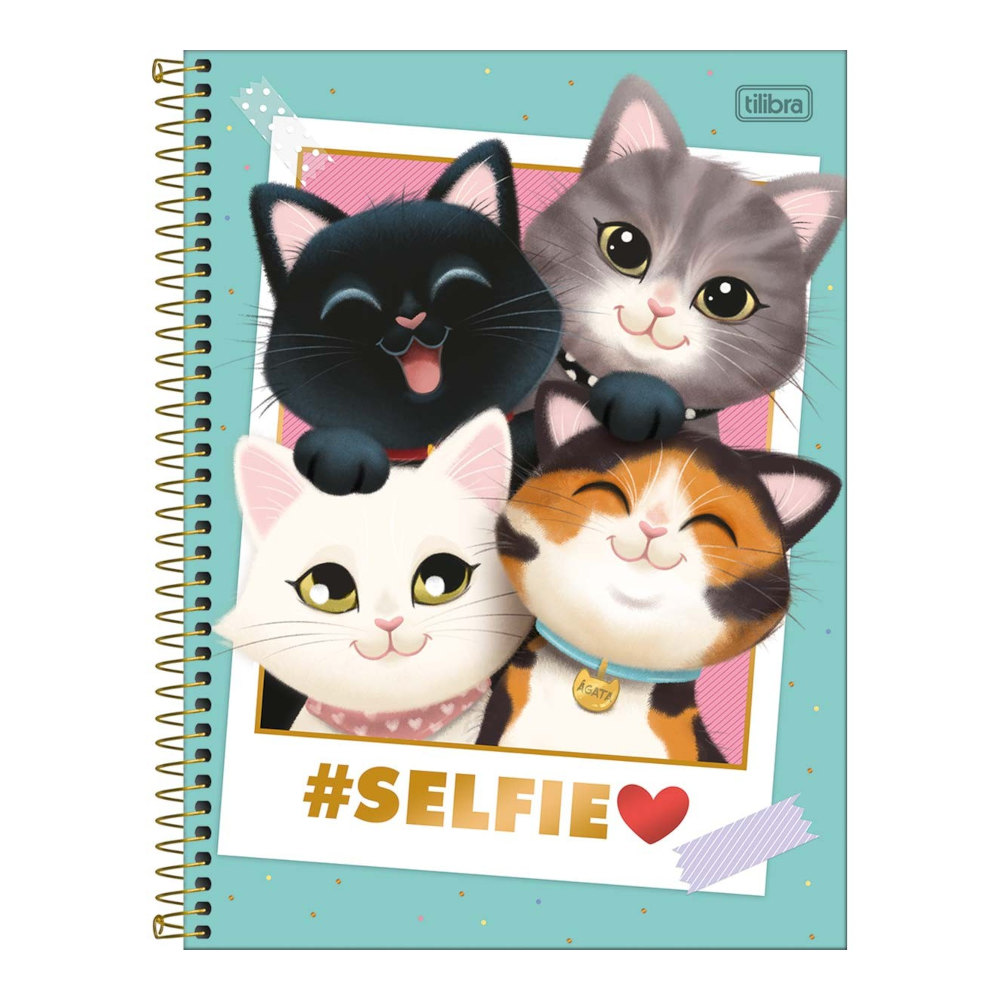 Caderno Espiral Universitário Grande Capa Dura 80 Folhas Purrfect Cats - Estampas Sortidas Caderno Espiral Universitário Grande Capa Dura 80 Folhas Purrfect Cats - Estampas Sortidas