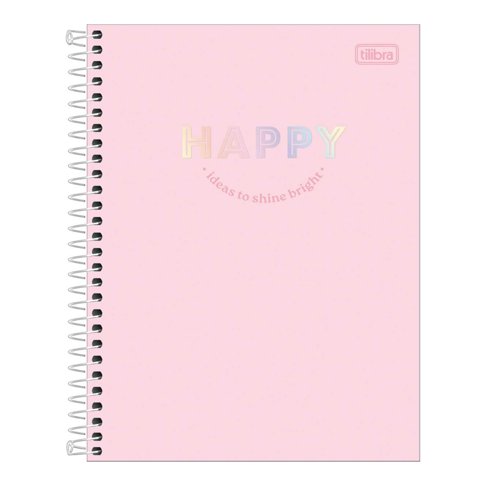 Caderno Espiral Colegial Médio Capa Dura 160 Folhas 10 Matérias Happy - Cores Sortidas Caderno Espiral Colegial Médio Capa Dura 160 Folhas 10 Matérias Happy - Cores Sortidas