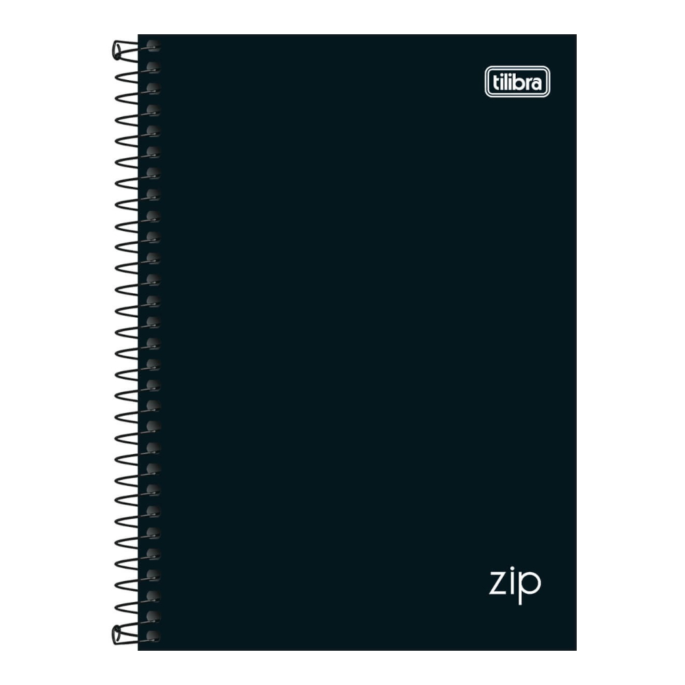 Caderno 1/4 Pequeno Espiral Capa Dura 80 Folhas Zip - Preto Caderno 1/4 Pequeno Espiral Capa Dura 80 Folhas Zip - Preto