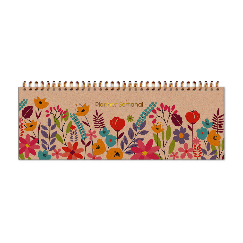 Planner Espiral Organizador Semanal - Floral Kraft Planner Espiral Organizador Semanal - Floral Kraft