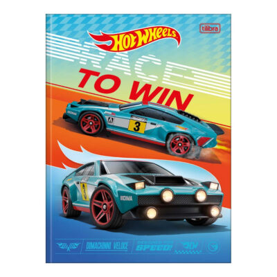 Caderno Brochura Costurado Sem Mola Universitário Grande Capa Dura 48 Folhas Hot Wheels - Estampas S