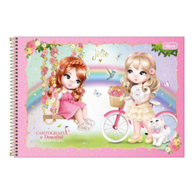 Caderno Desenho E Cartografia Espiral 80 Folhas Jolie - Estampas Sortidas