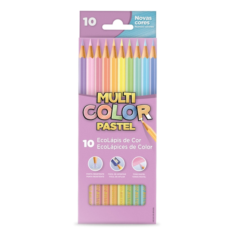 Lápis De Cor Ecolápis Com 10 Unidades Multicolor Pastel Lápis De Cor Ecolápis Com 10 Unidades Multicolor Pastel