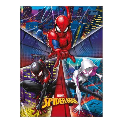Caderno Brochura Costurado Sem Mola Universitário Grande Capa Dura 48 Folhas Spider-Man - Estampas S