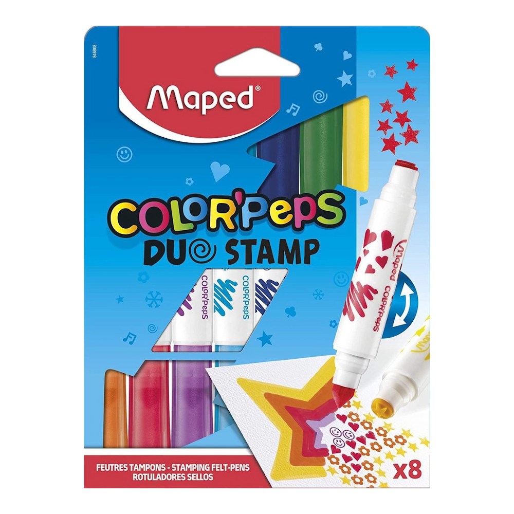 Kit Caneta Hidrográfica Color Peps Duo Stamp Carimbo - Com 8 Unidades Kit Caneta Hidrográfica Color Peps Duo Stamp Carimbo - Com 8 Unidades