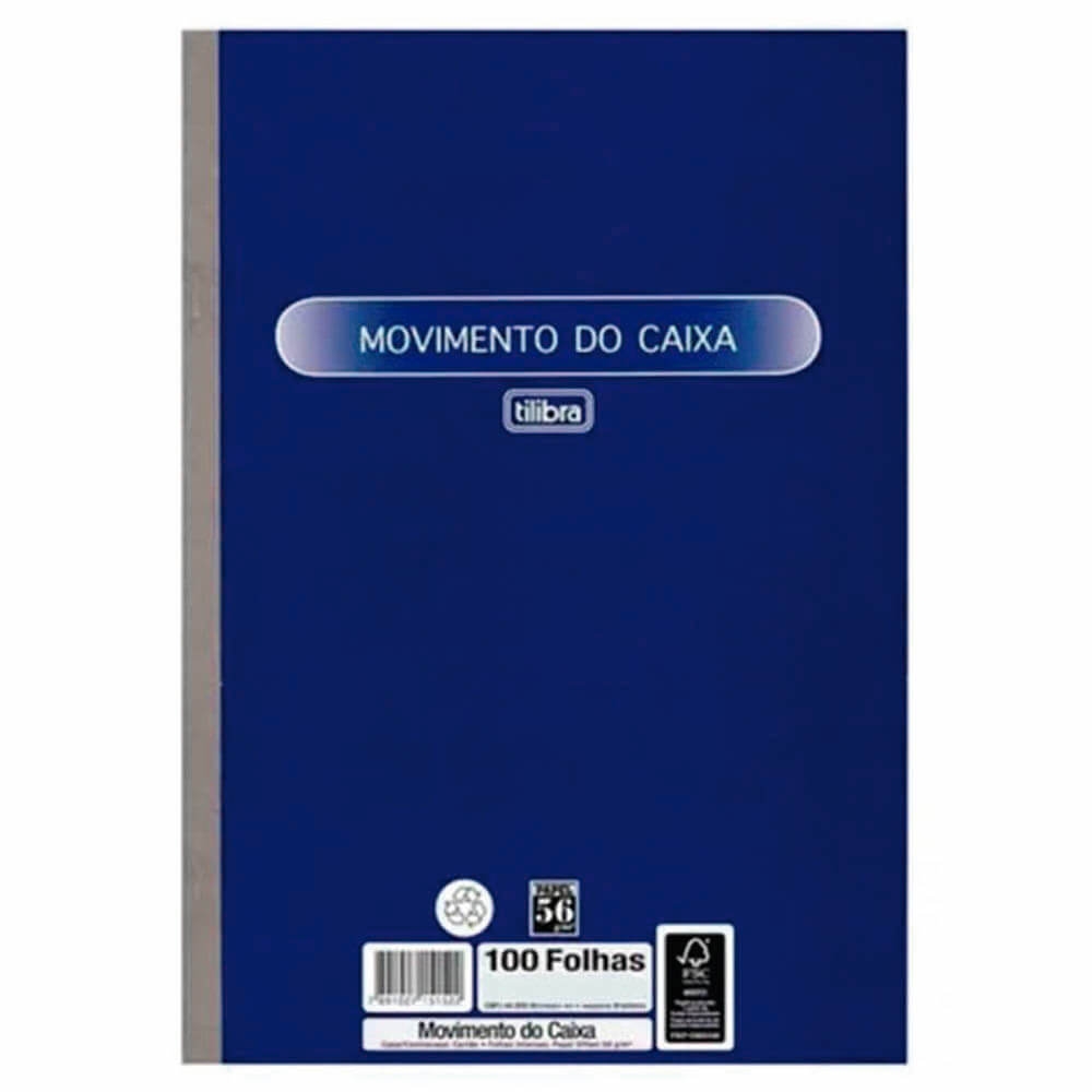 Livro Movimento Caixa 100 Folhas - Grande Livro Movimento Caixa 100 Folhas - Grande