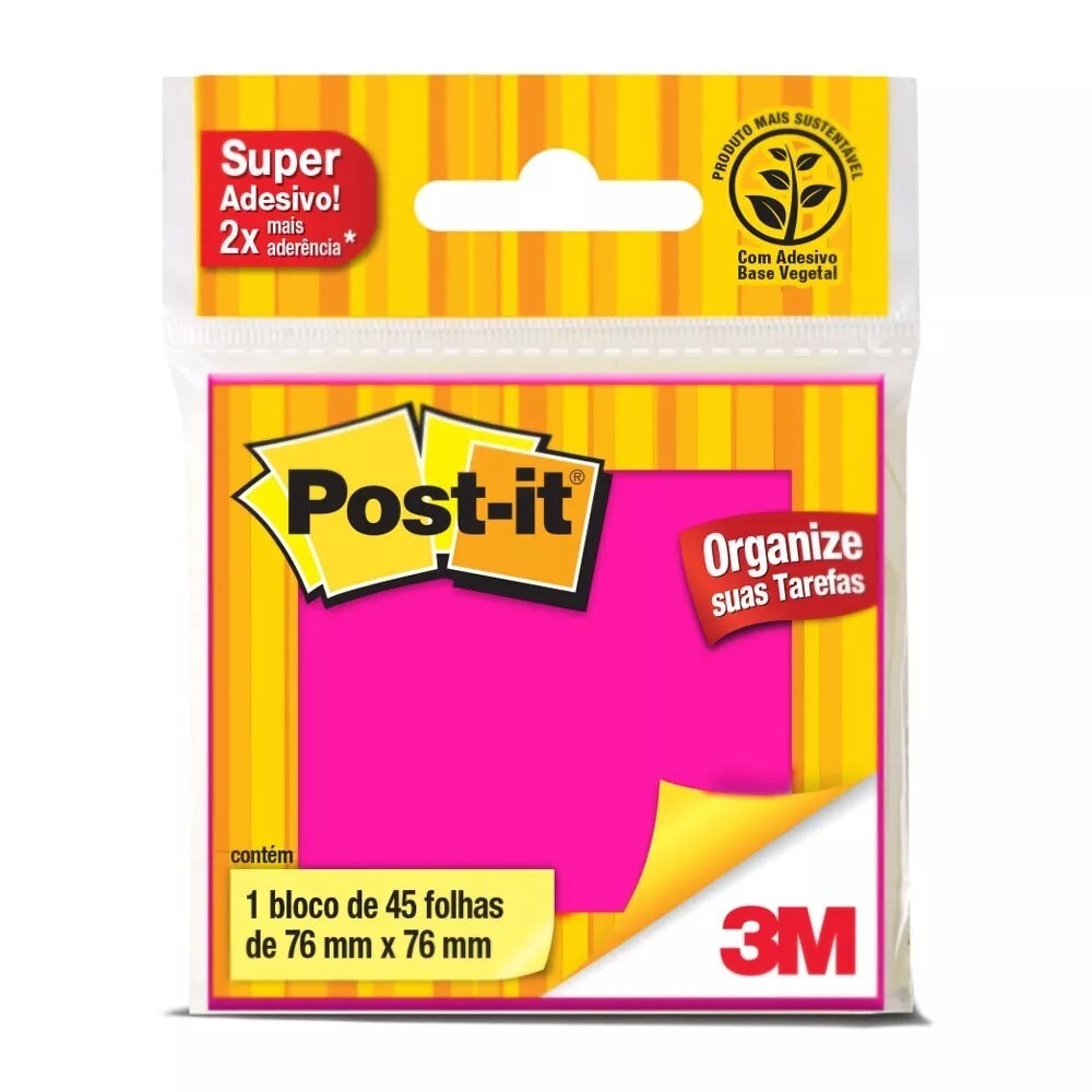 Bloco Notas Adesivas Post It 76mmx76mm Com 45 Folhas - Rosa Bloco Notas Adesivas Post It 76mmx76mm Com 45 Folhas - Rosa