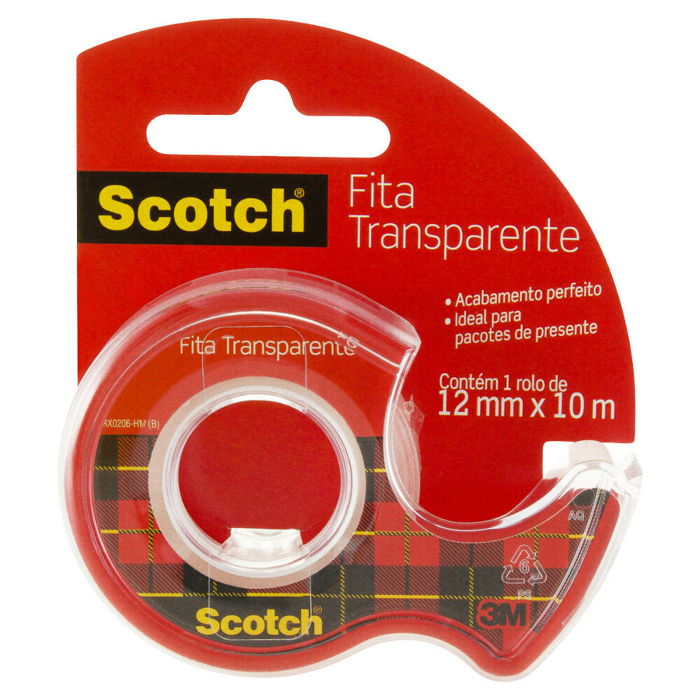 Fita Adesiva Scotch Transparente Com Suporte 12x10 Fita Adesiva Scotch Transparente Com Suporte 12x10