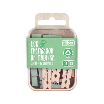 Prendedor De Madeira Eco 35mm - Com 12 Unidades