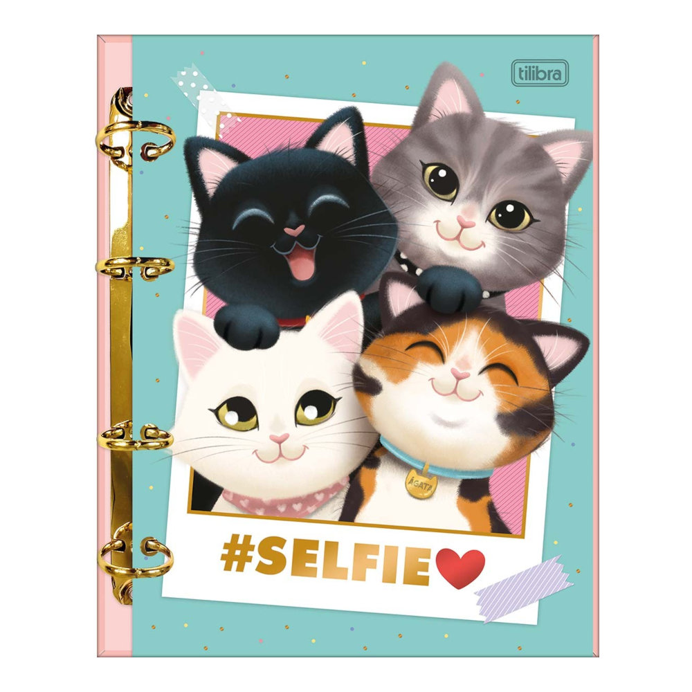 Fichário Caderno Argolado Colegial Com 4 Argolas - Purrfect Cats Fichário Caderno Argolado Colegial Com 4 Argolas - Purrfect Cats