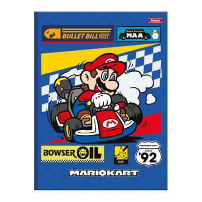 Caderno Brochura Costurado Sem Mola Universitário Grande Capa Dura 80 Folhas Super Mario - Estampas
