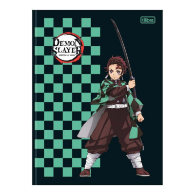 Caderno Brochura Costurado Sem Mola Universitário Grande Capa Dura 80 Folhas Demon Slayer - Estampas