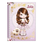 Caderno Brochura Costurado Sem Mola Colegial Médio Capa Dura 80 Folhas Jolie - Estampas Sortidas