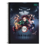 Caderno Espiral Universitário Grande Capa Dura 160 Folhas 10 Matérias Demon Slayer - Estampas Sortid
