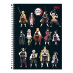 Caderno Espiral Universitário Grande Capa Dura 160 Folhas 10 Matérias Demon Slayer - Estampas Sortid