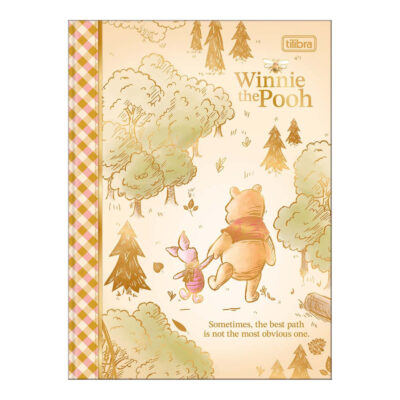 Caderno Brochura Costurado Sem Mola Colegial Médio Capa Dura 80 Folhas Pooh - Estampas Sortidas