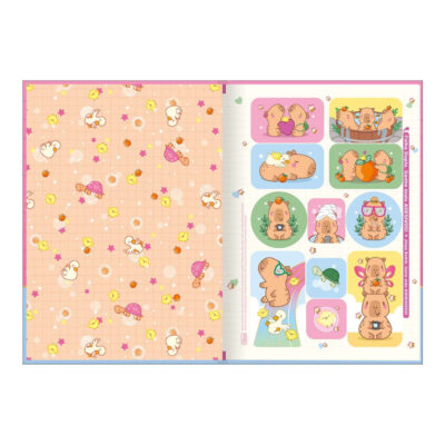 Caderno 1/4 Pequeno Brochura Costurado Sem Mola Capa Dura 80 Folhas Capyclub – Estampas Sortidas