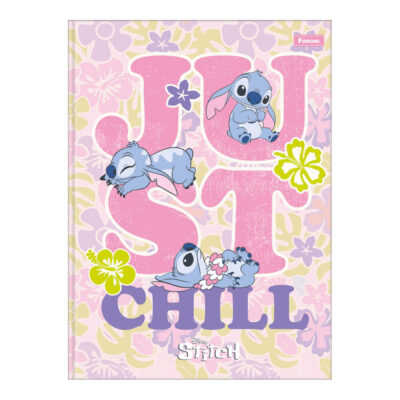 Caderno Brochura Costurado Sem Mola Colegial Médio Capa Dura 160 Folhas Stitch - Estampas Sortidas