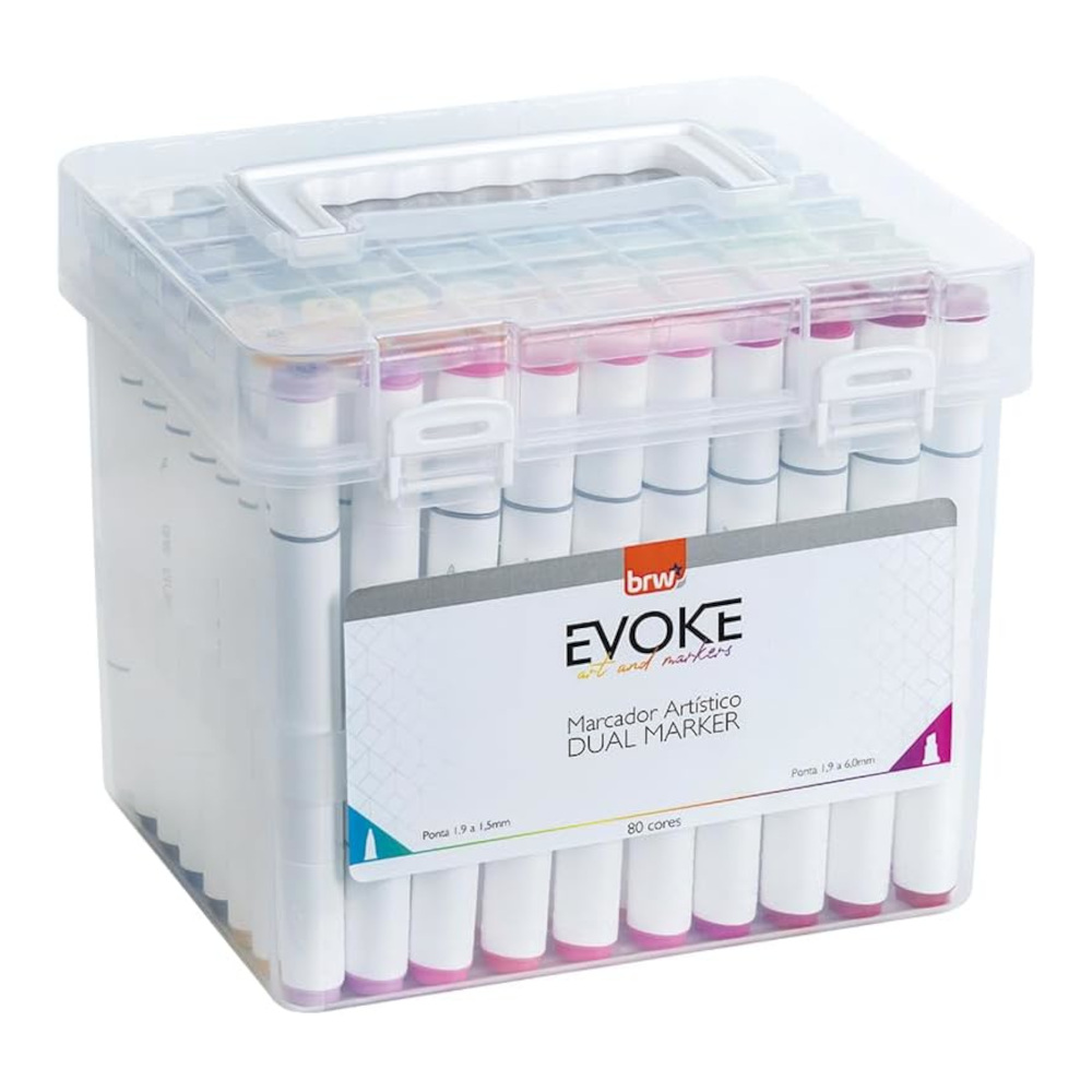 Marcador Artístico Evoke Dual Marker Com 80 Cores Marcador Artístico Evoke Dual Marker Com 80 Cores