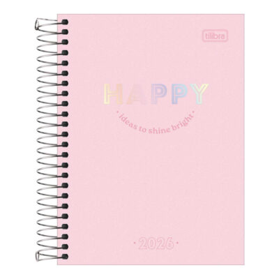 Agenda Espiral Happy M4 2026 - Cores Sortidas