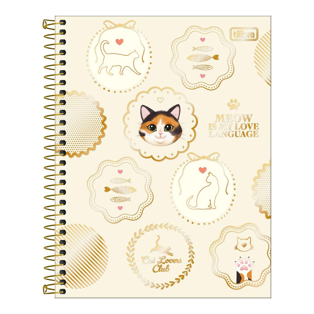 Caderno Espiral Colegial Médio Capa Dura 60 Folhas Purrfect Cats - Estampas Sortidas Caderno Espiral Colegial Médio Capa Dura 60 Folhas Purrfect Cats - Estampas Sortidas