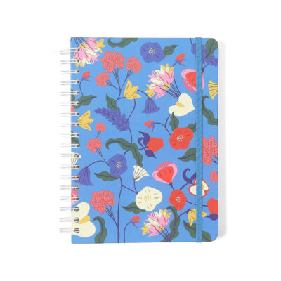 Caderno Colegial Médio Espiral 160 Folhas Capa Dura - Doce Florada - Azul