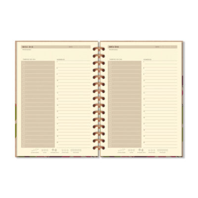 Planner Espiral Diário – Floral Kraft