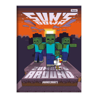 Caderno 1/4 Pequeno Brochura Costurado Sem Mola Capa Dura 80 Folhas Minecraft - Estampas Sortidas