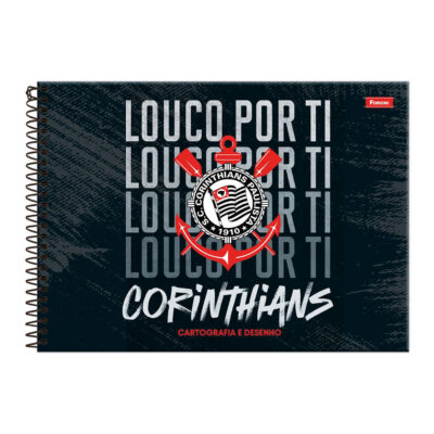 Caderno De Desenho/Cartografia Espiral 80 Folhas Corinthians - Estampas Sortidas