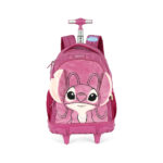 Mochila Com Rodinhas Stitch Plush - Azul