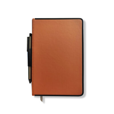 Caderneta Costurada Capa Dura 100 Folhas A5 Com Borda Preta - Caramelo