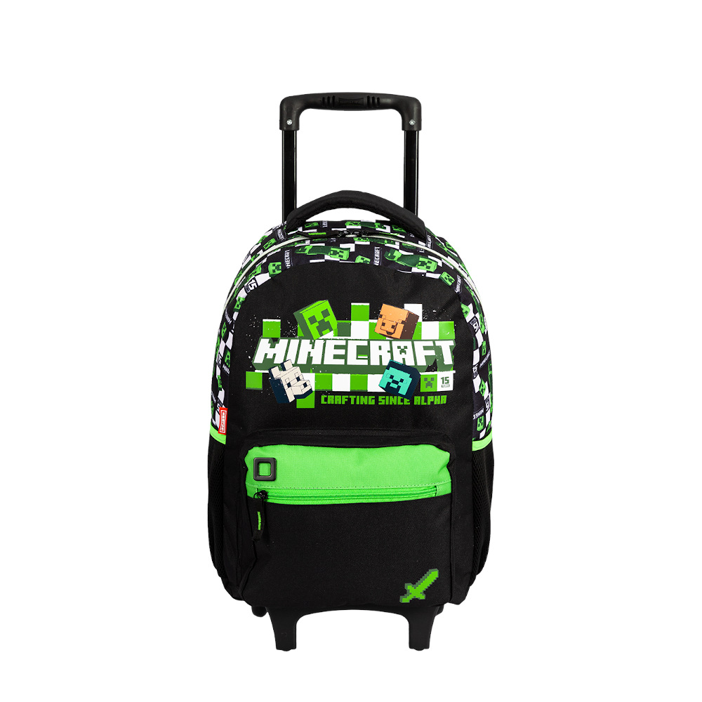 Mochilete Com Rodinhas Minecraft - Preto/Verde Mochilete Com Rodinhas Minecraft - Preto/Verde